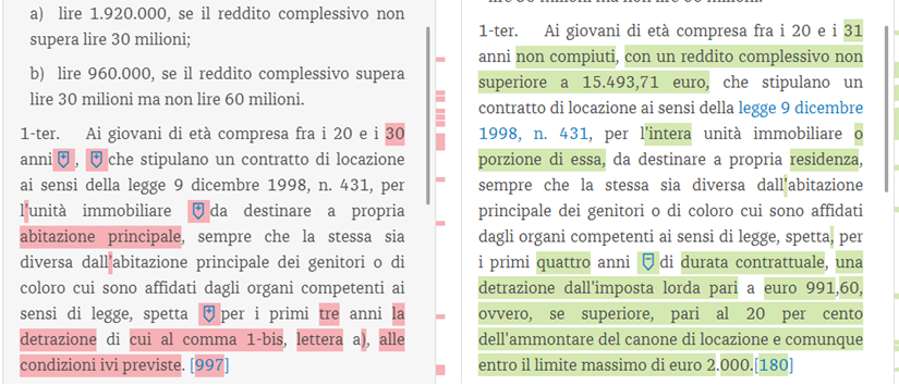 Funzionalità confronta versioni